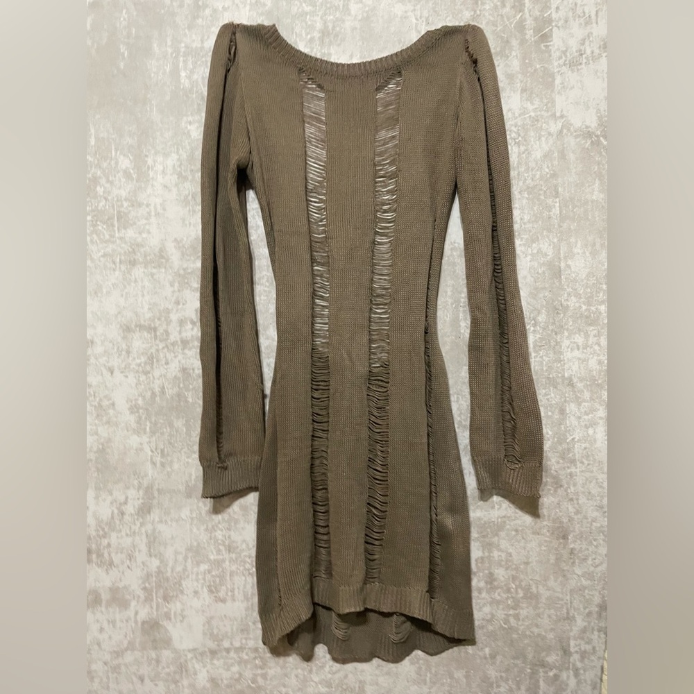 Olive Tannish Crochet Dress